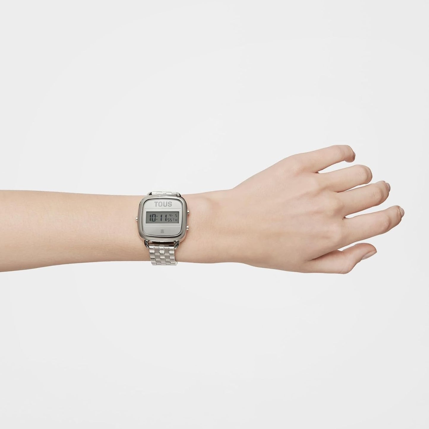 TOUS Reloj Digital con Brazalete de Acero, Funciones Hora, Minutos, Segundos, Día, Mes, Día Semana, Cronógrafo 1/100 Segundos y Alarma, Impermeable a 5 ATM, Colección D-Logo