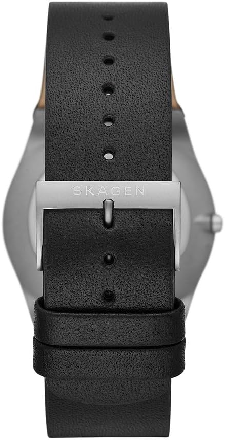 Skagen Melbye Titanium Reloj para Hombre, Movimiento de Cuarzo a Tres Agujas con Correa de Acero o Piel