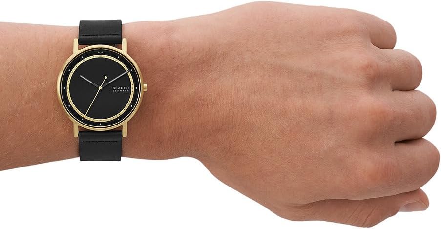 Skagen Signatur Reloj para Hombre, Movimiento de Cuarzo a Tres Agujas con Correa de Piel