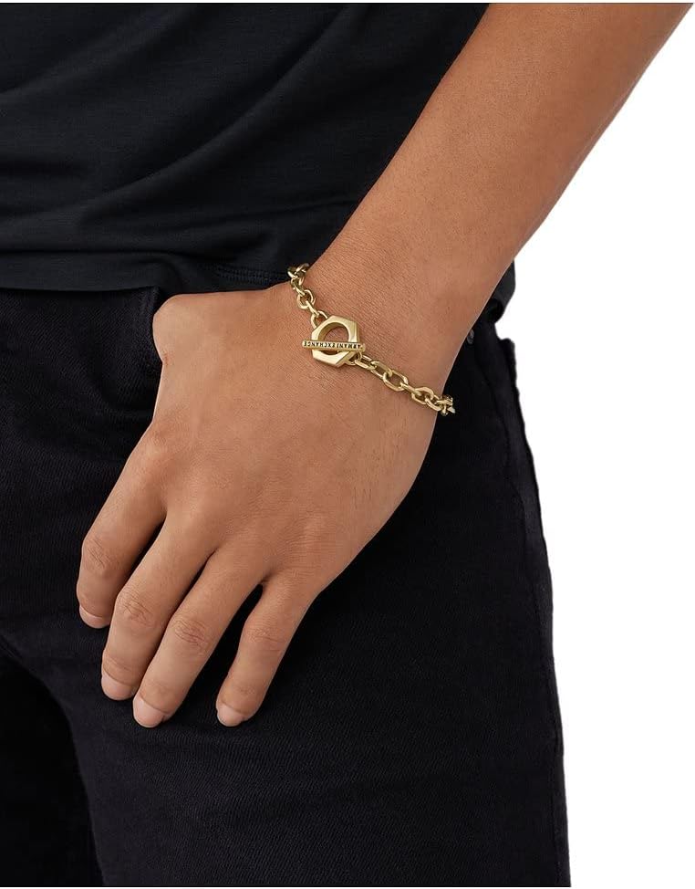 Armani Exchange Hombre Pulsera de acero inoxidable con cierre de aro
