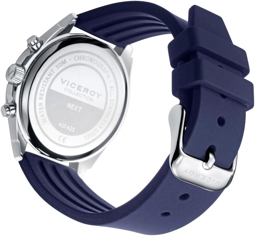 Viceroy Reloj Niño Caja de Acero y Correa de Silicona Azul, Pulsera de Regalo 401425-34