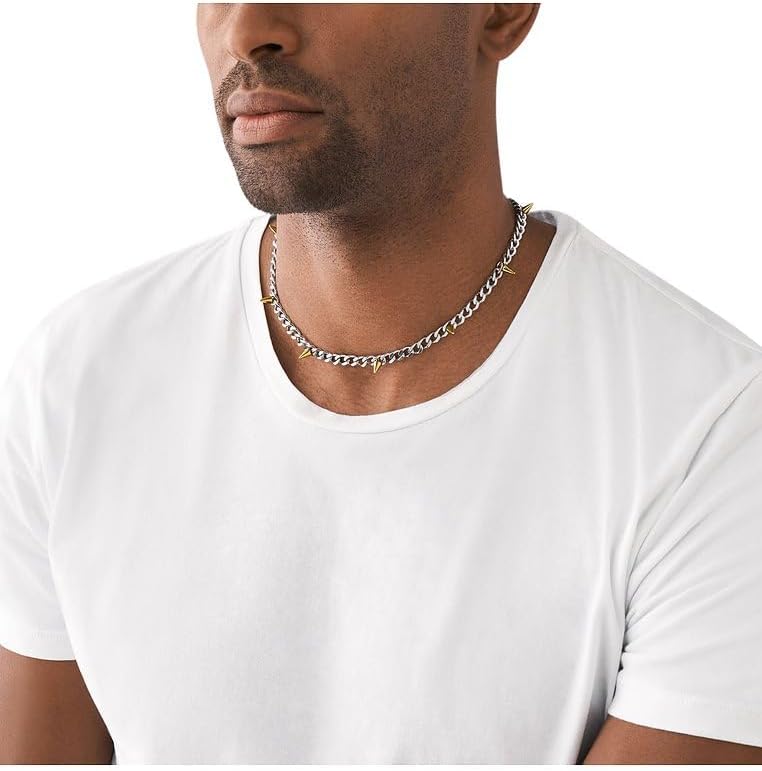 Diesel Collar de cadena para hombre en acero inoxidable bicolor con cierre de langosta