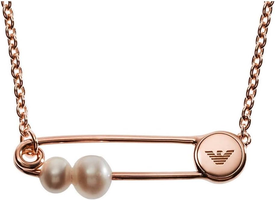 Emporio Armani Collar para mujer de plata de ley en tono oro rosa, EG3537221