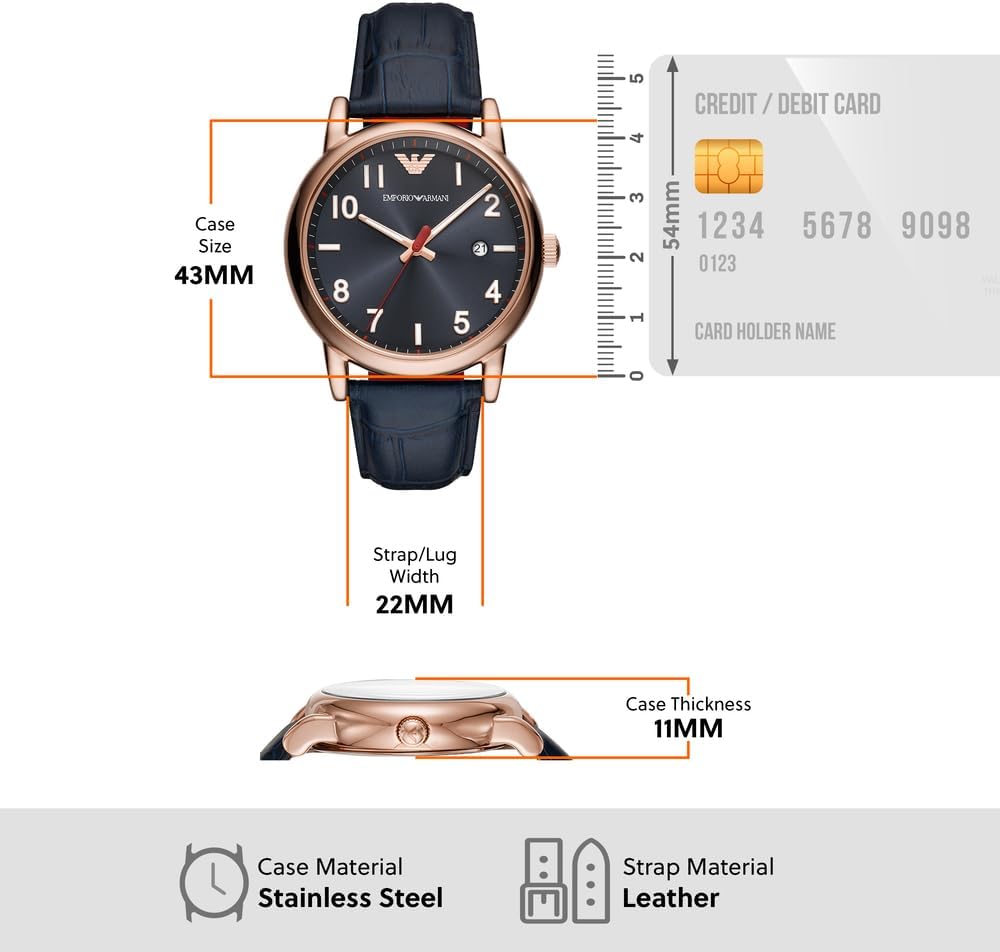 Emporio Armani Reloj Analógico para para Hombre de Cuarzo con Correa en Acero Inoxidable AR11575,