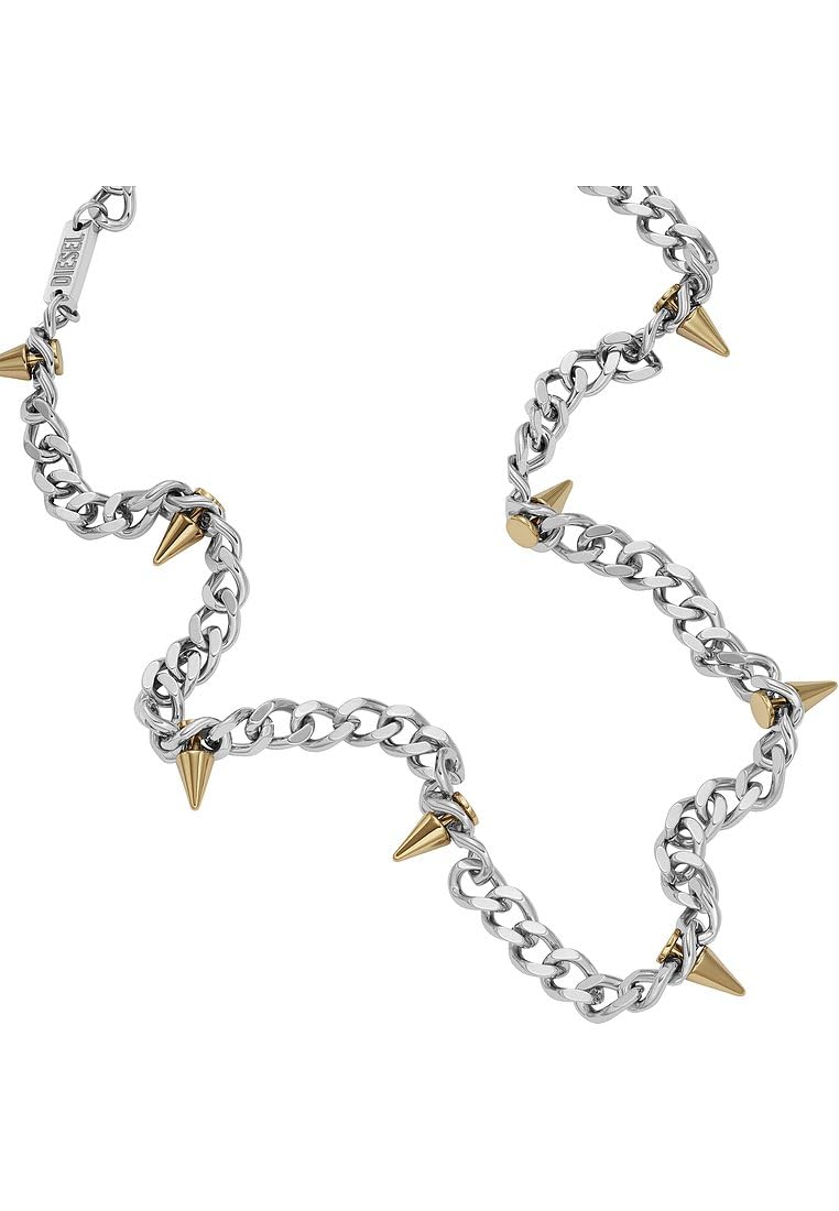 Diesel Collar de cadena para hombre en acero inoxidable bicolor con cierre de langosta