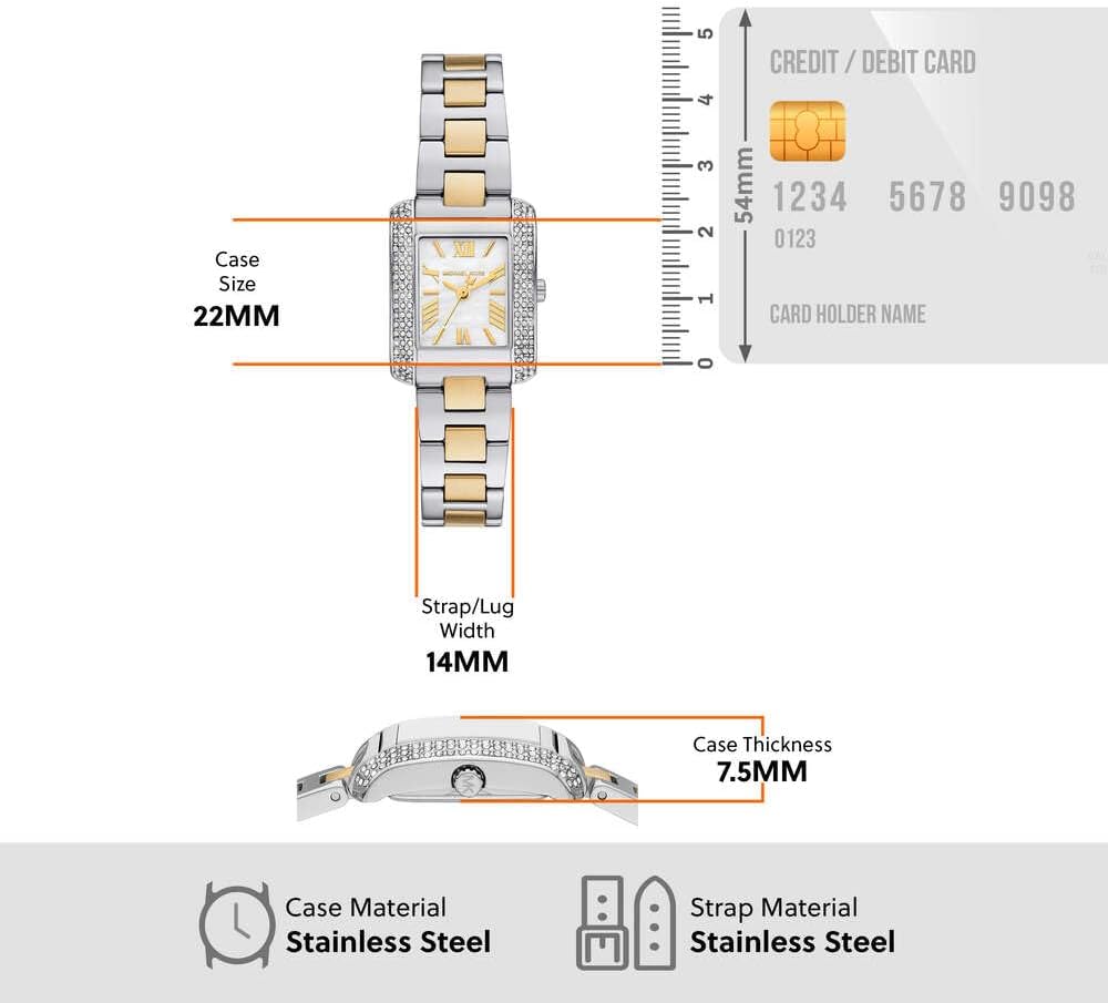 Michael Kors Reloj Emery para Mujer, 22mm Movimiento de Cuarzo a Tres Agujas con Correa de Acero Inoxidable