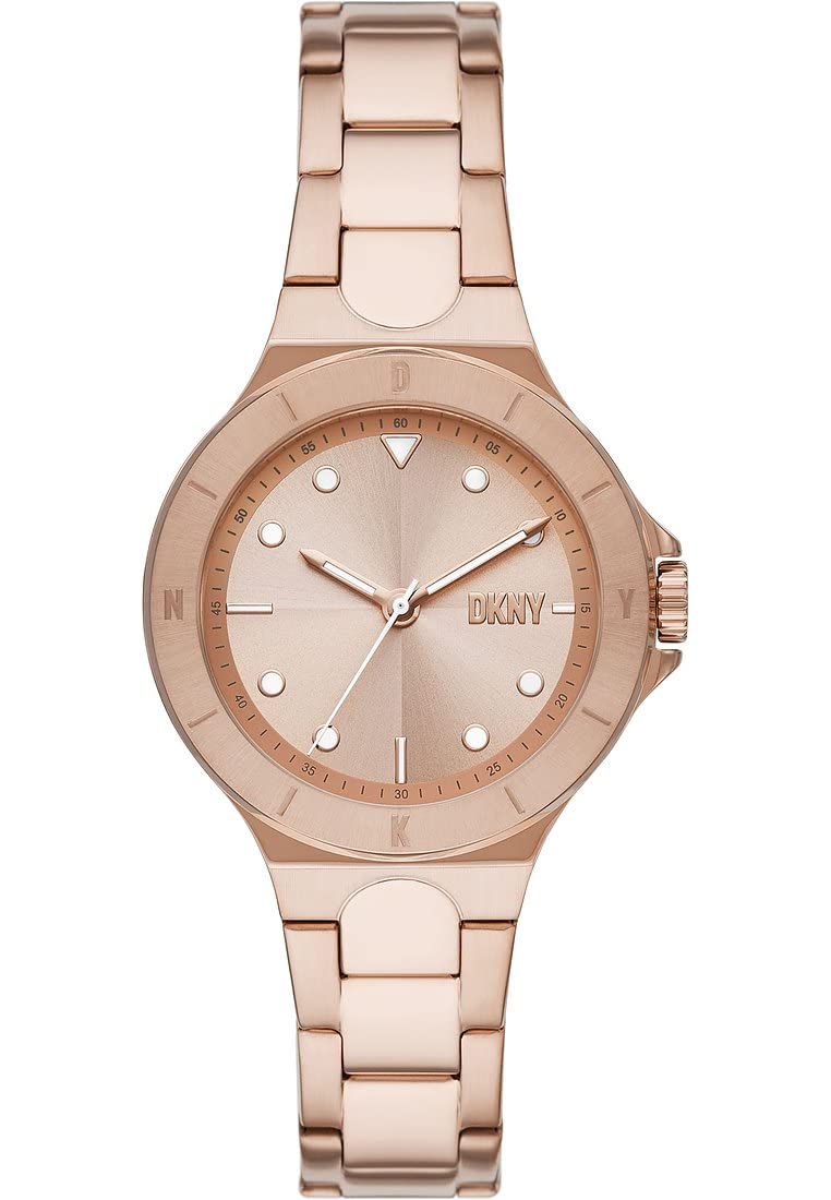 DKNY Chambers Reloj para Mujer, Movimiento de Cuarzo con Correa de Acero, Piel o Silicona