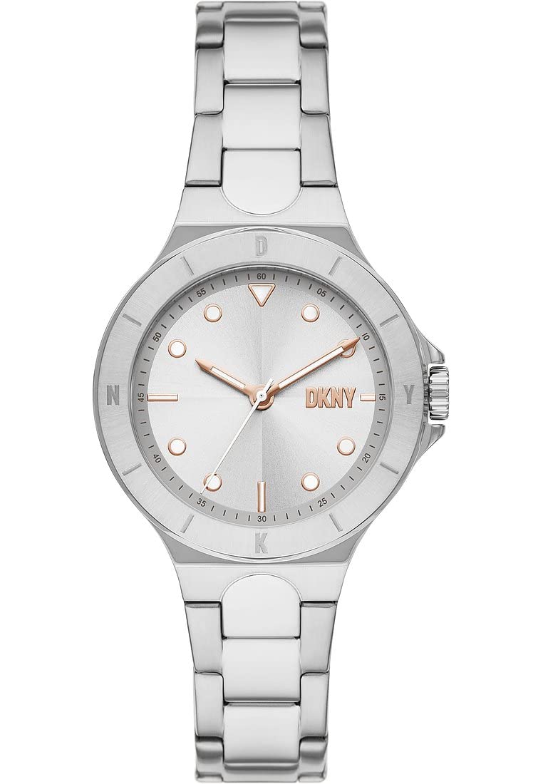DKNY Chambers Reloj para Mujer, Movimiento de Cuarzo con Correa de Acero, Piel o Silicona