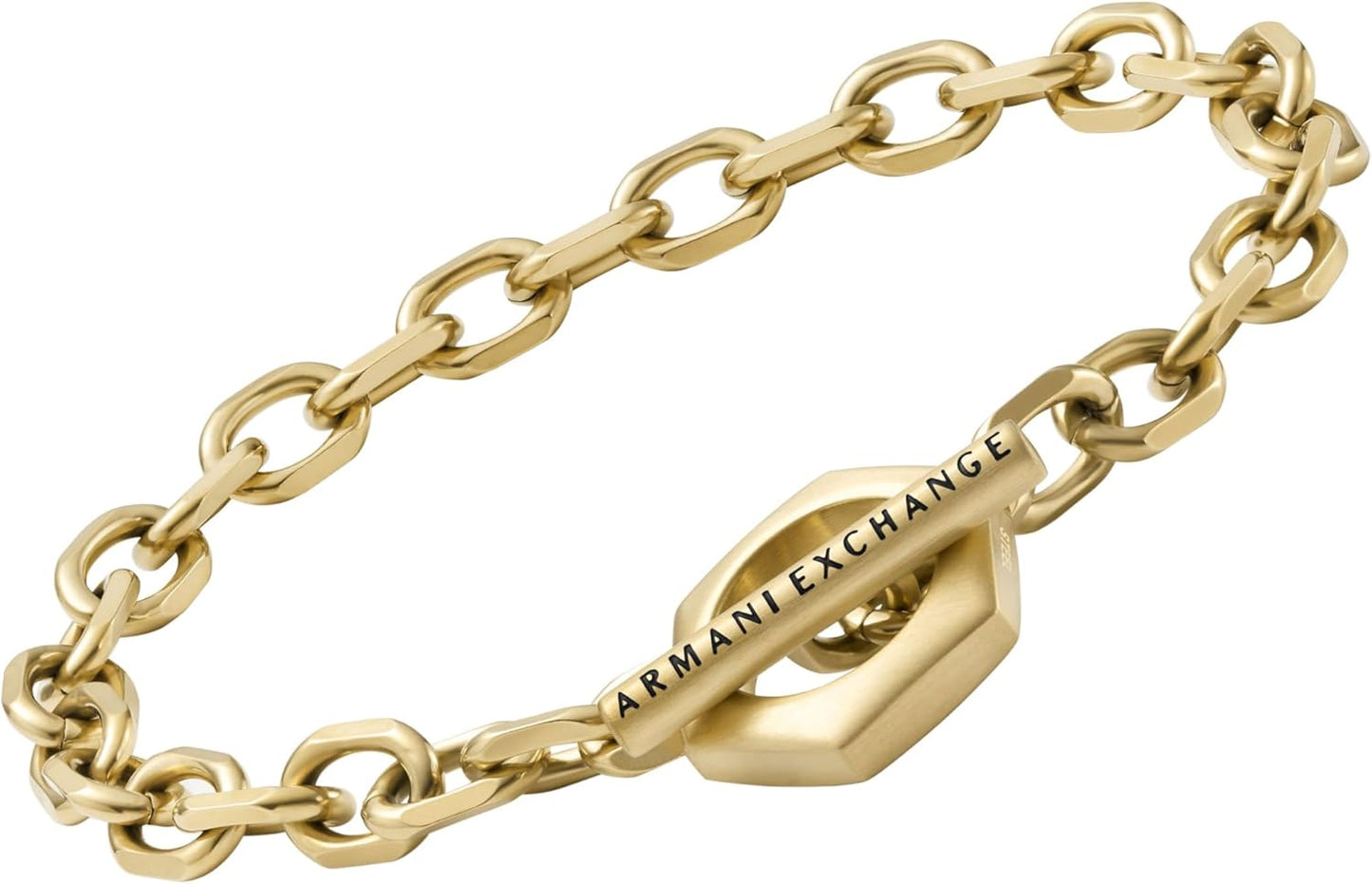 Armani Exchange Hombre Pulsera de acero inoxidable con cierre de aro