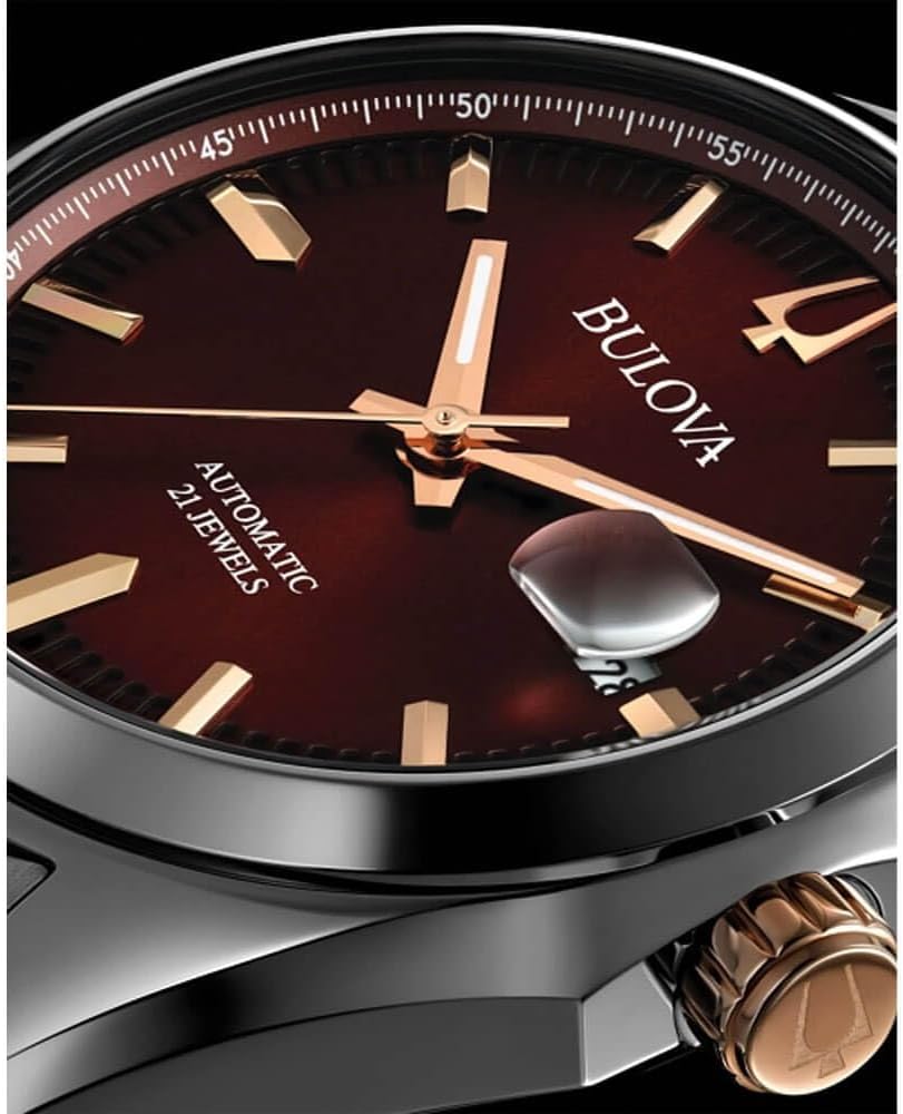 Bulova 98B422 Surveyor Mecha Classic - Reloj Hombre, Acero, Cristal Zafiro, Mecánico, 39mm, Rojo
