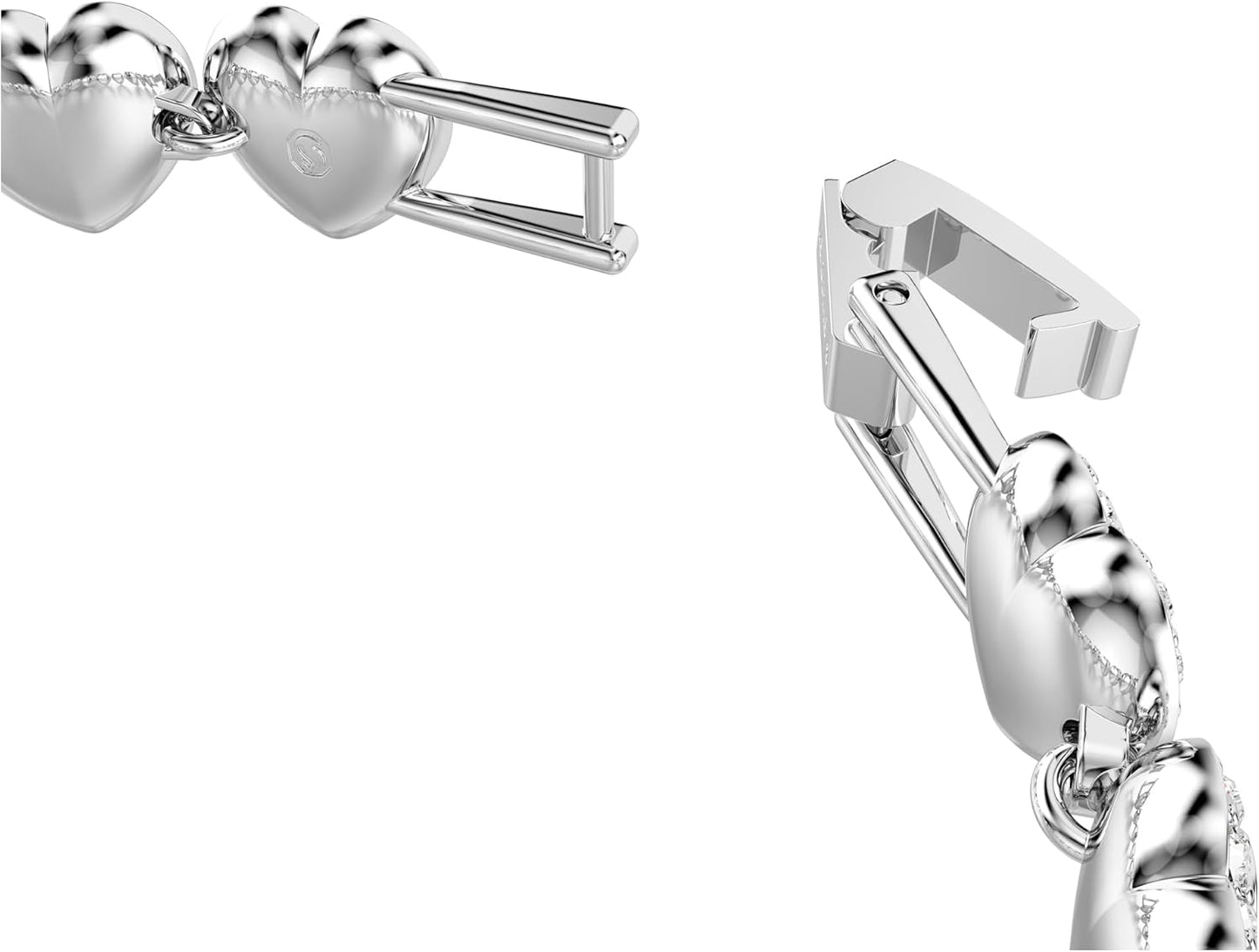 Swarovski Pulsera de tenis, cortes mixtos, corazón, blanco, acabado de rodio, M