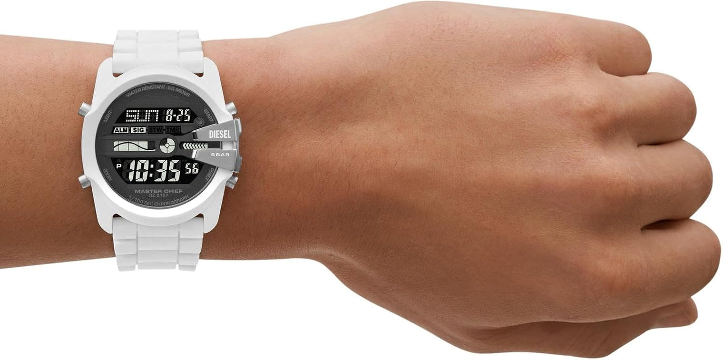 Diesel Reloj Master Chief para Hombre, Movimiento LCD con Correa de Silicona