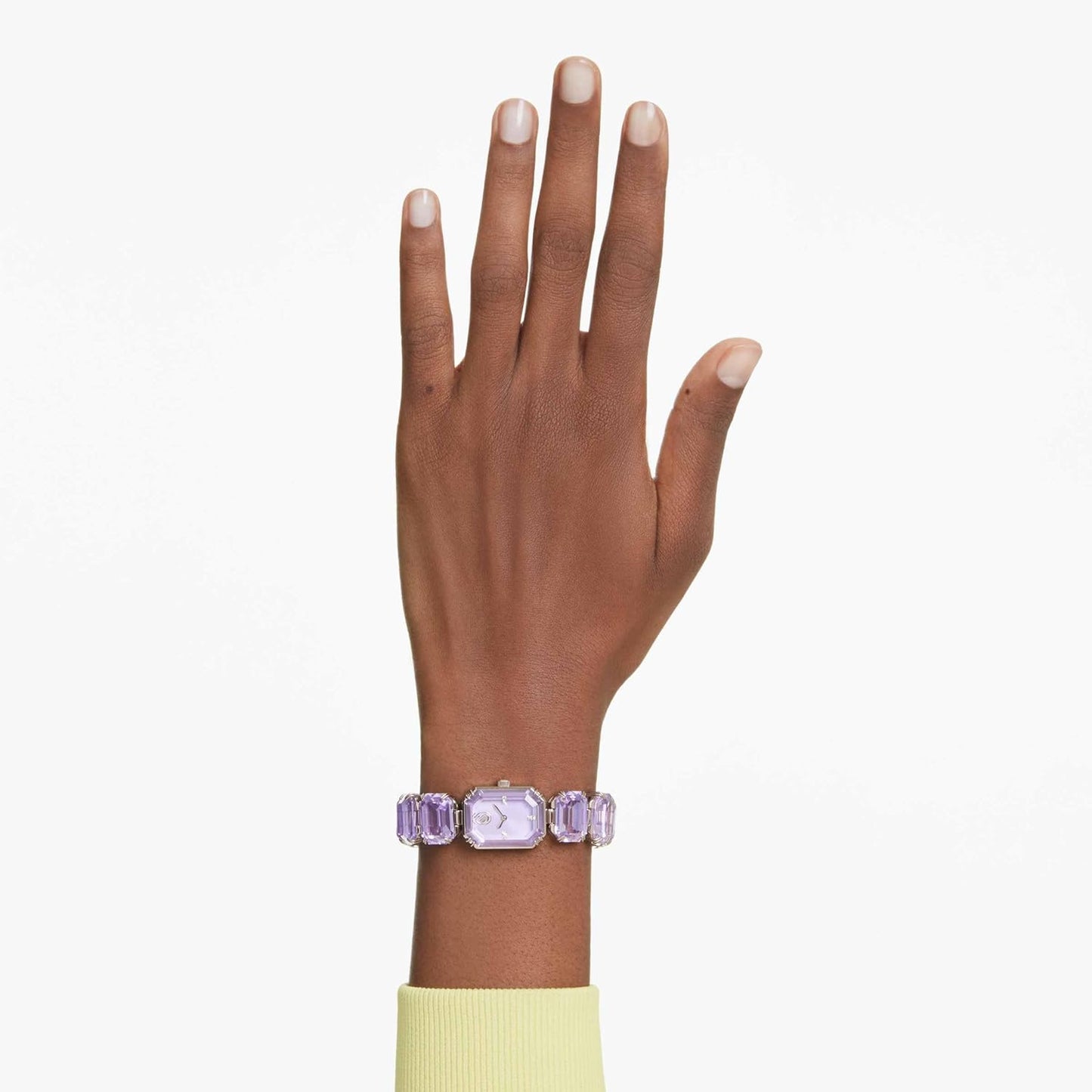 Swarovski Reloj, Pulsera de Talla Octogonal, Morado, Acabado Tono Oro champán