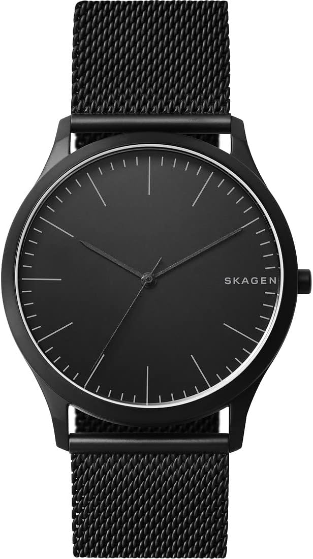 Skagen Jorn Reloj para Hombre, Movimiento de Cuarzo a Tres Agujas con Correa de Acero o Piel