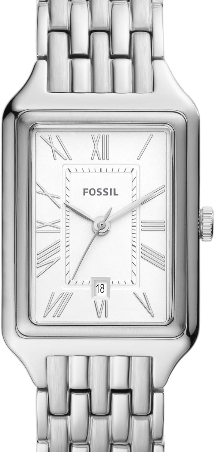 Reloj Raquel de acero inoxidable con tres agujas y fecha