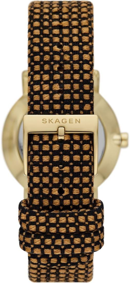 Skagen Kuppel Reloj para Mujer, Movimiento de Cuarzo con Correa de Acero o Piel, Naranja y Dorado, 32MM