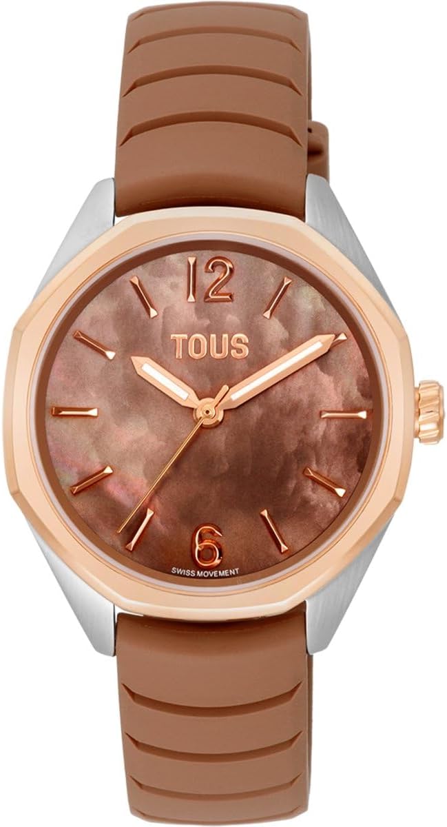 TOUS Reloj analógico con Movimiento Suizo, Esfera de nácar y Correa de Caucho Mocca Now Lady 3000146200