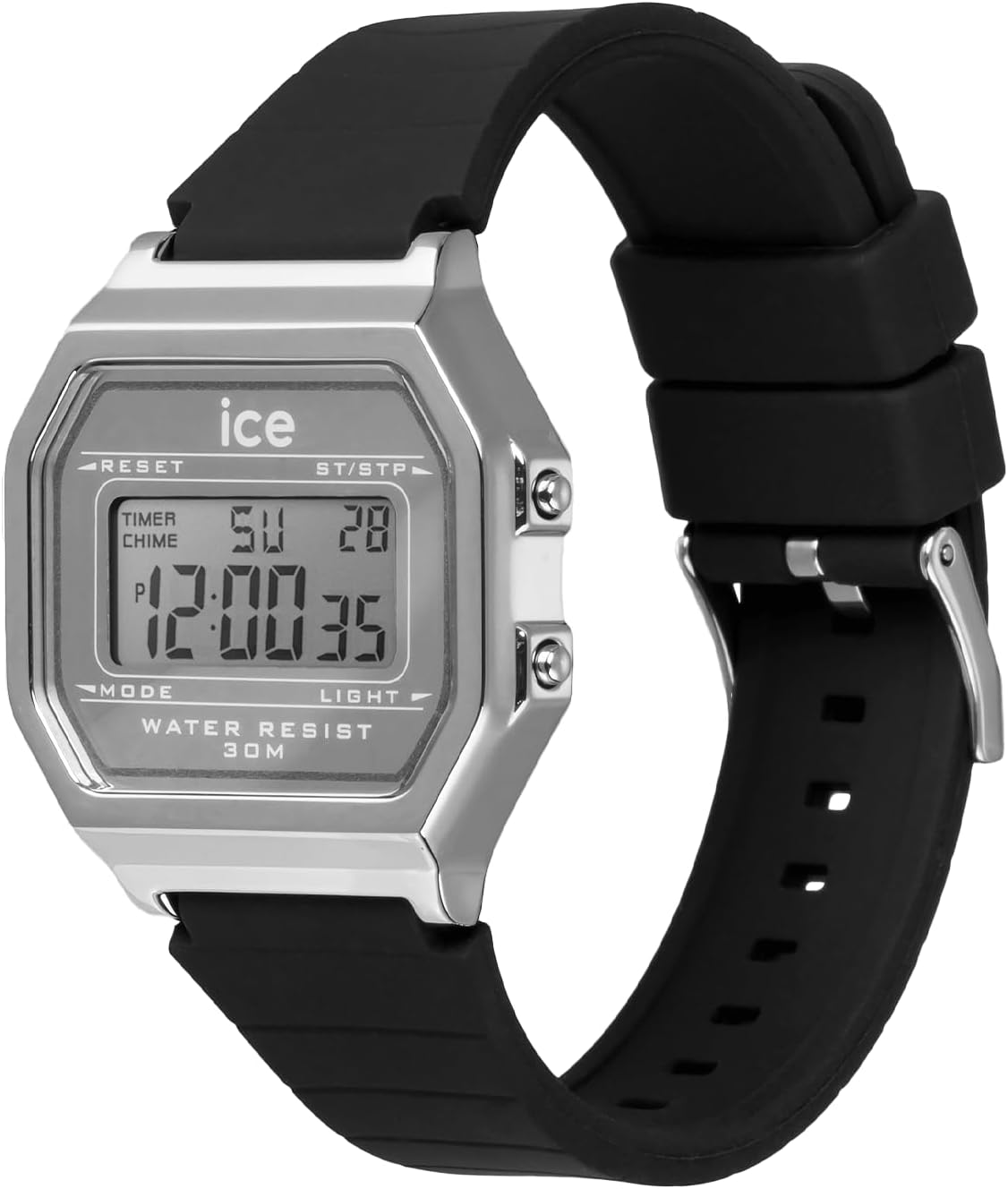 ICE-WATCH - Ice Digit Retro Metal - Reloj para señora con Correa de Silicona (Pequeño)