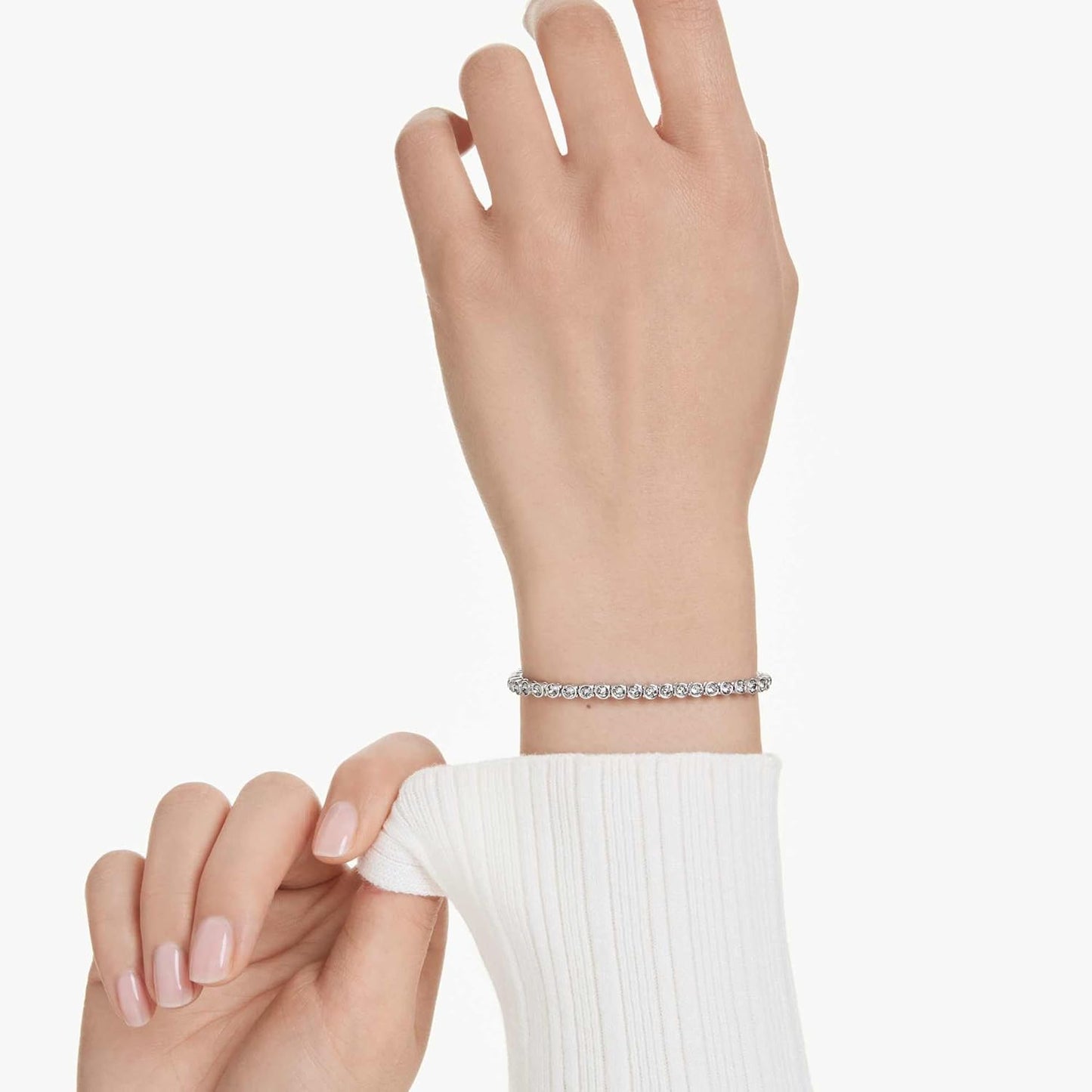 Swarovski Pulsera Tennis Imber Emily, Talla redonda, Negra, Baño de rodio