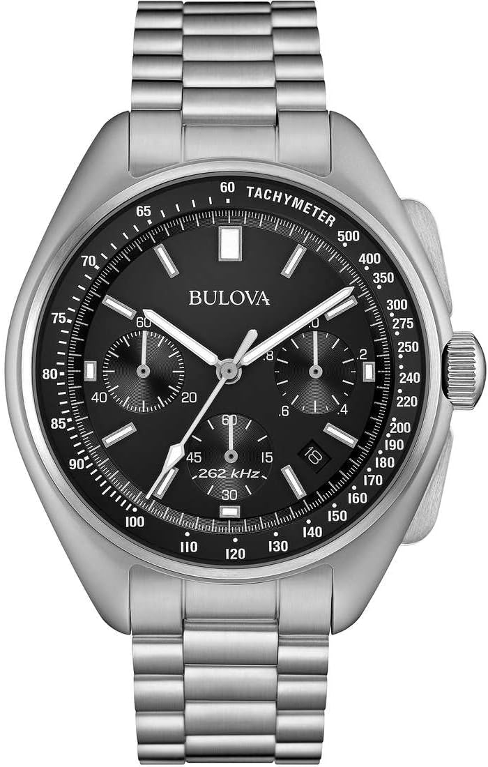 Bulova Piloto Lunar 96B258 - Reloj de Pulsera de diseño para Hombre - Función de cronógrafo - Acero Inoxidable - Esfera Negra