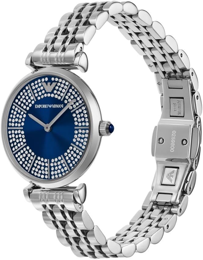 Emporio Armani Reloj para Mujer, 32mm Movimiento de Cuarzo a Dos Agujas con Correa de Acero en Tono Plateado