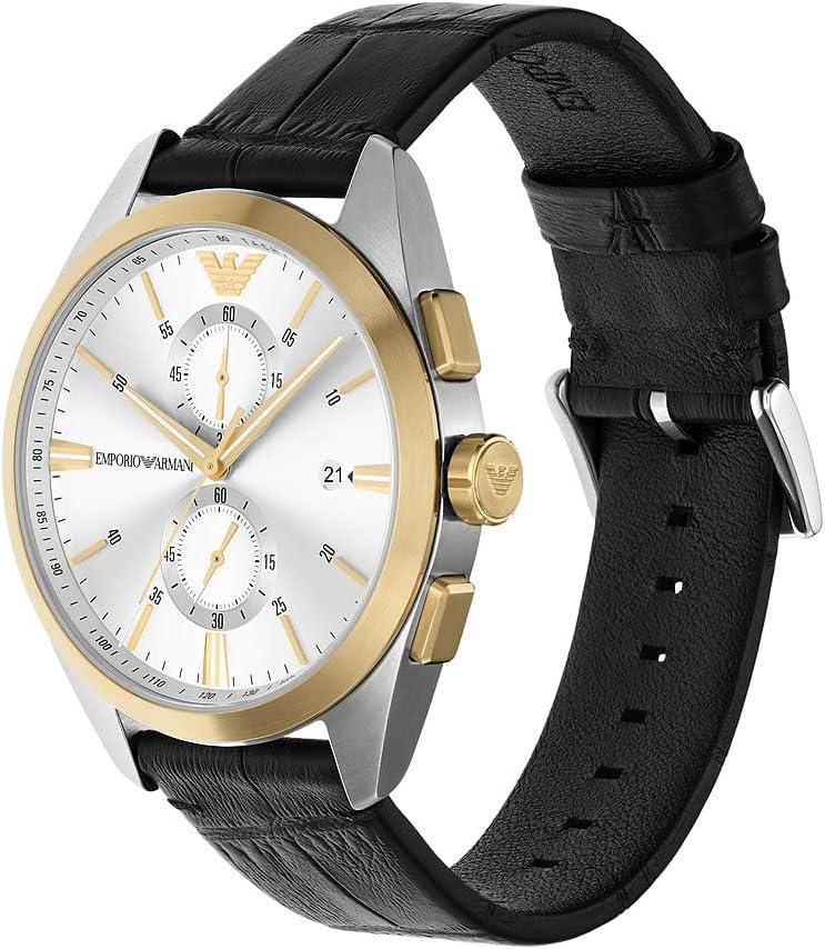 Emporio Armani Watch for Men, 2 Sub dial Chronograph Movement and 43mm Case Size with Stainless Steel, Leather or Silicone Strap