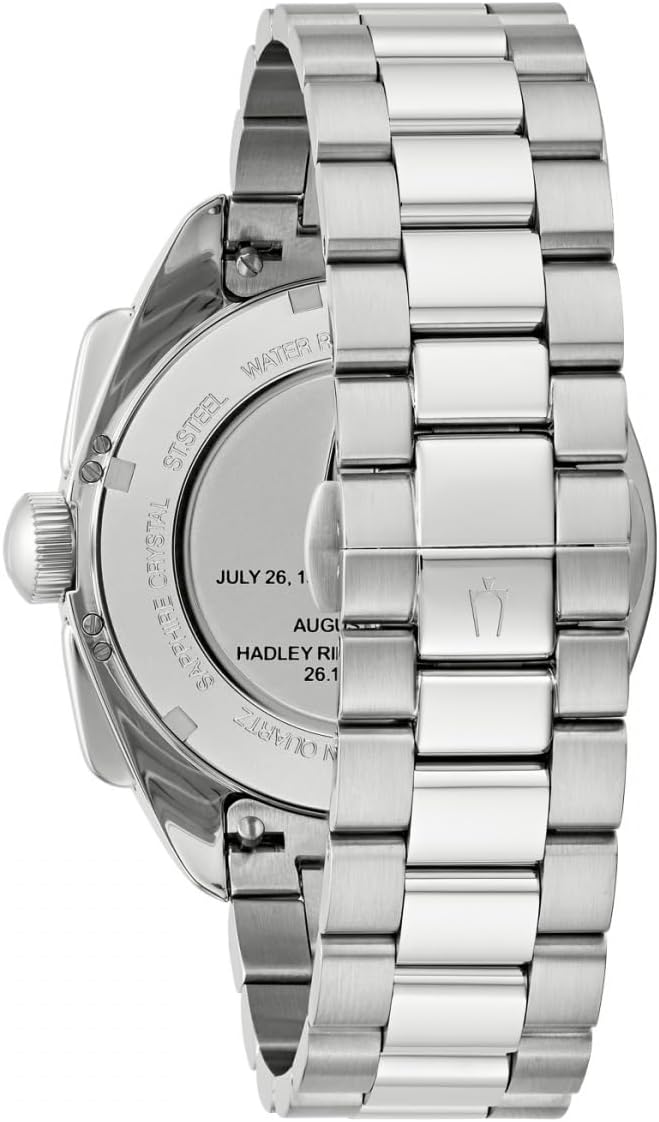 Bulova Reloj de Cuarzo Lunar Pilot de 43,5 mm con cronógrafo, Calendario, Correa de Acero Inoxidable y Correa Adicional Intercambiable de Cuero Negro