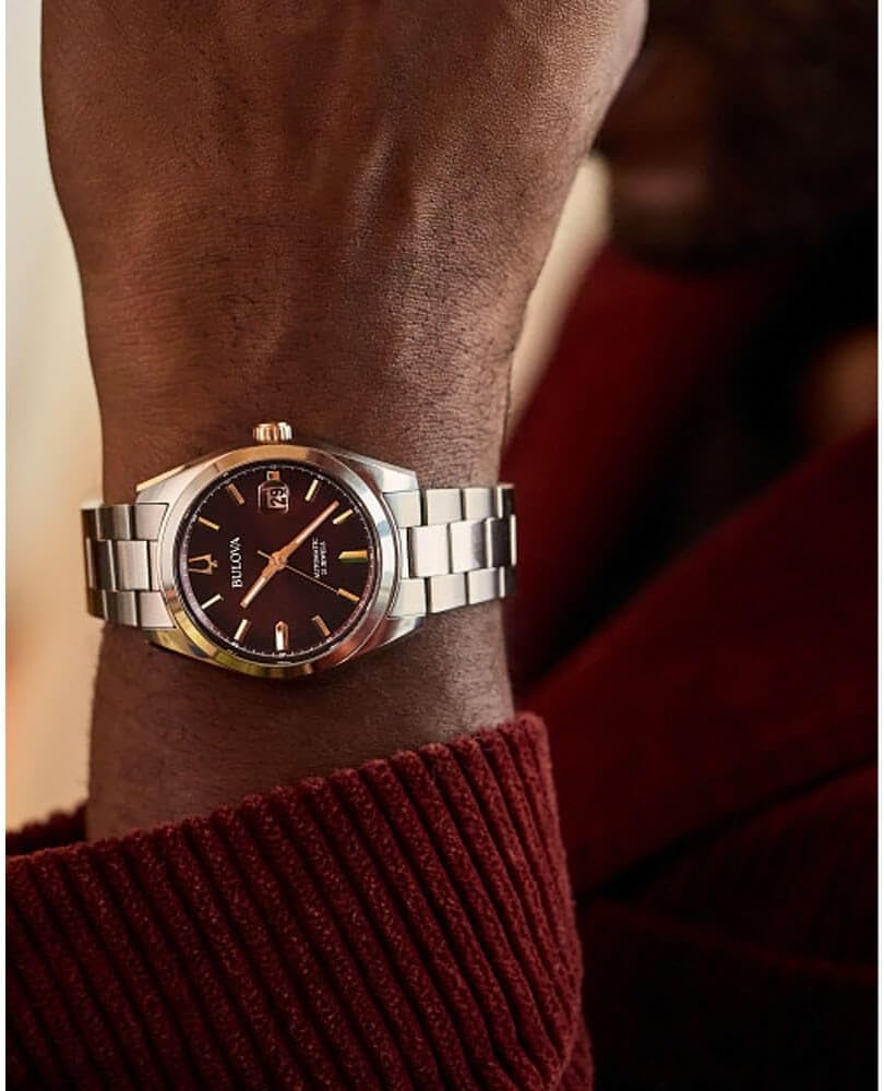 Bulova 98B422 Surveyor Mecha Classic - Reloj Hombre, Acero, Cristal Zafiro, Mecánico, 39mm, Rojo