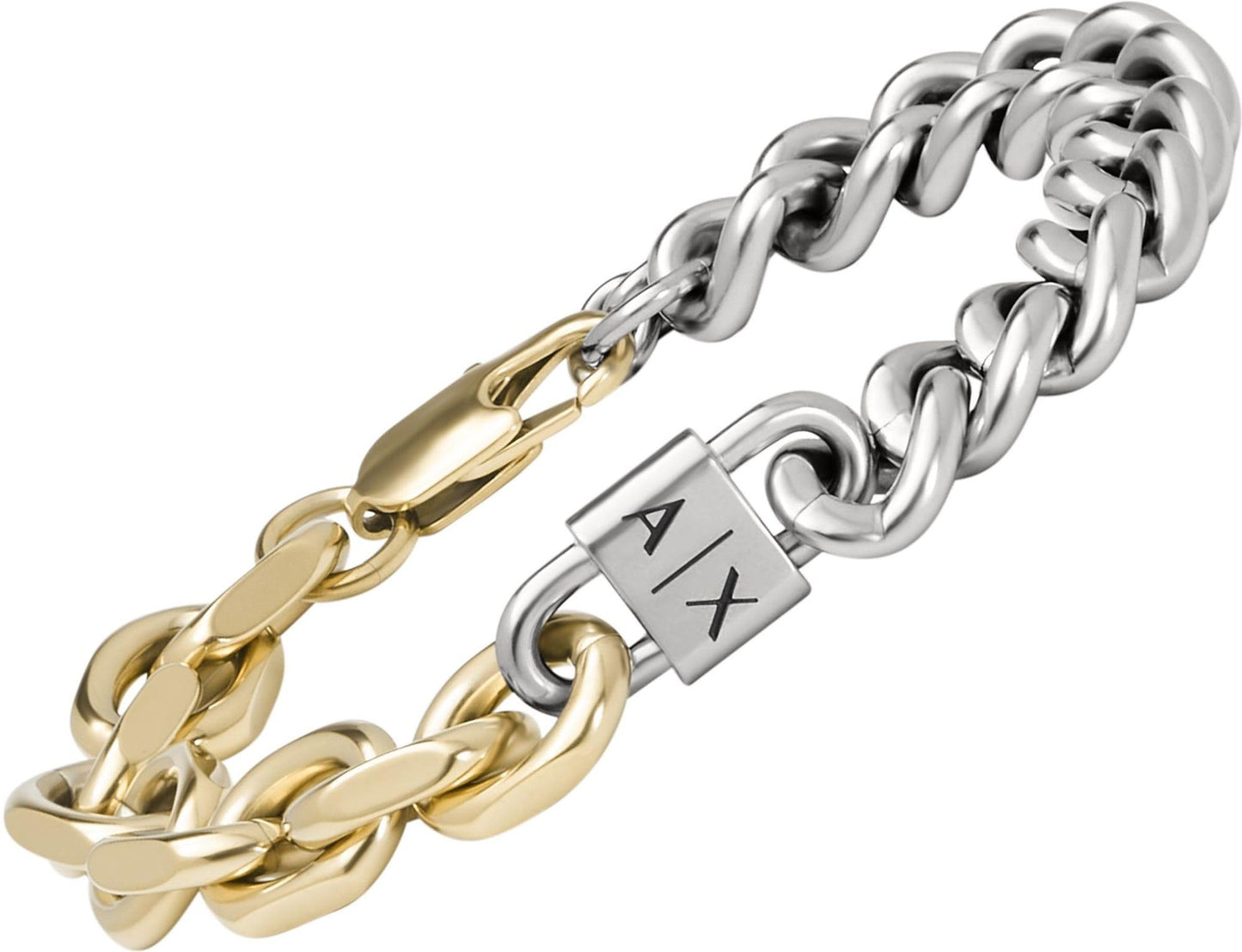 Armani Exchange Hombre Pulsera de acero inoxidable con cierre de mosquetón