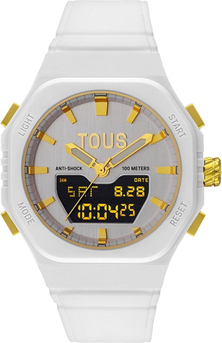 TOUS Reloj analógico/Digital de Acero con Brazalete de Nylon Bet (Blanco) Ref. 3000135300