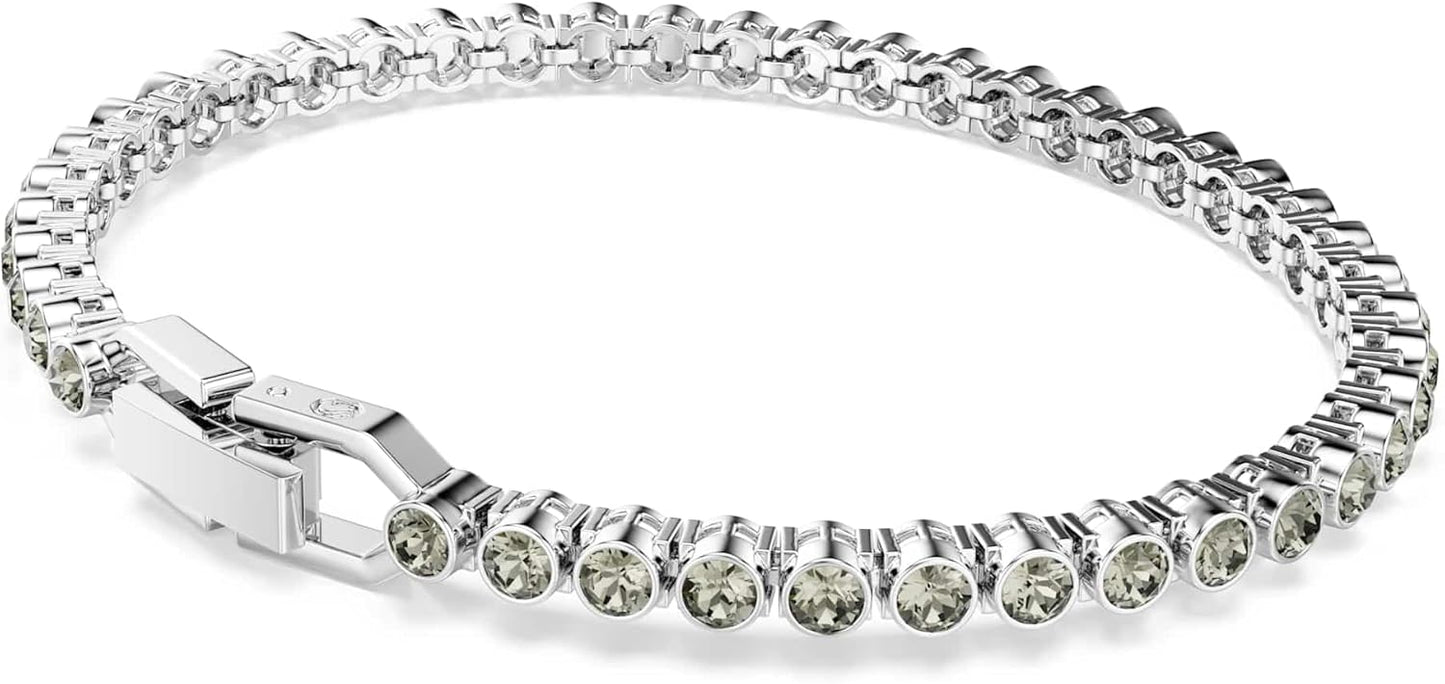 Swarovski Pulsera Tennis Imber Emily, Talla redonda, Negra, Baño de rodio