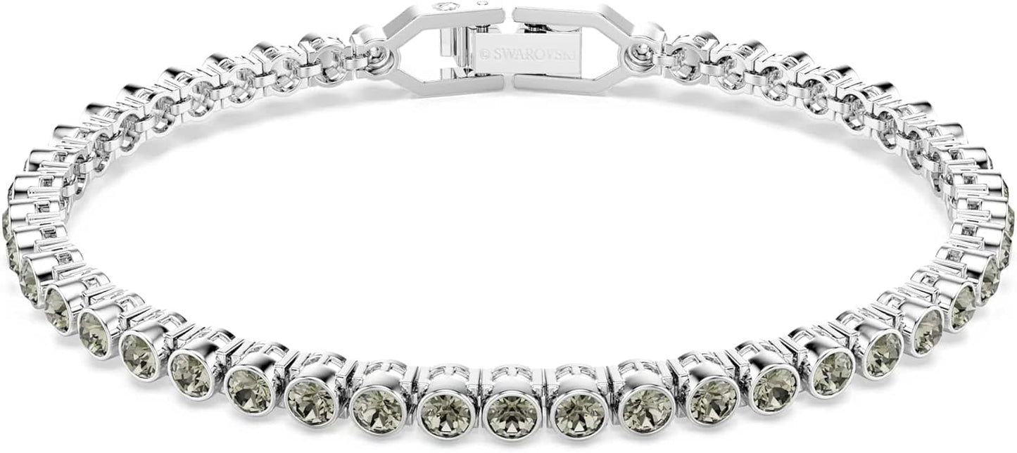 Swarovski Pulsera Tennis Imber Emily, Talla redonda, Negra, Baño de rodio