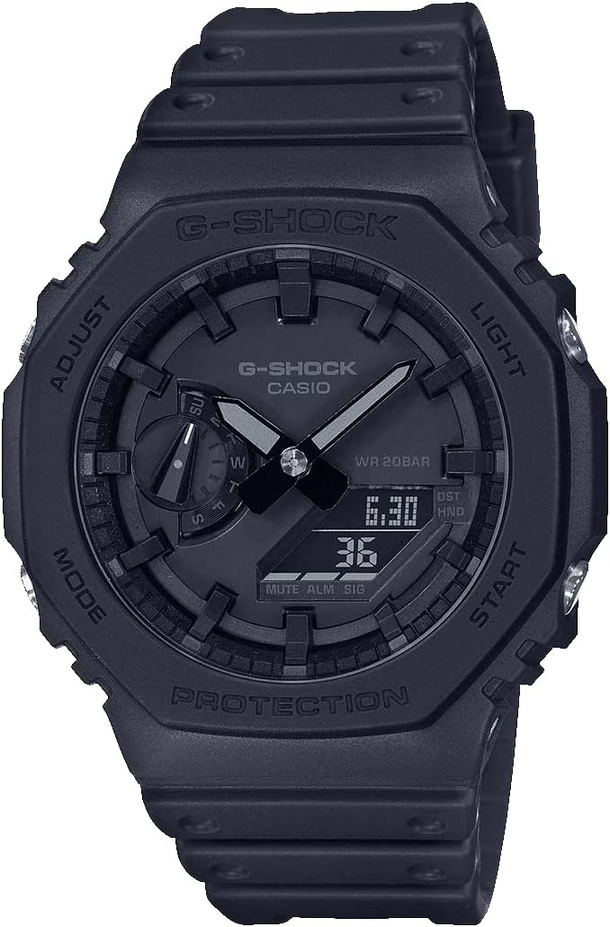 Casio Reloj Cuarzo Hombre 45.40mm con dial Análogico-Digital Negro y Correa de Plastic/Resin Strap Negro GA-2100-1A1ER