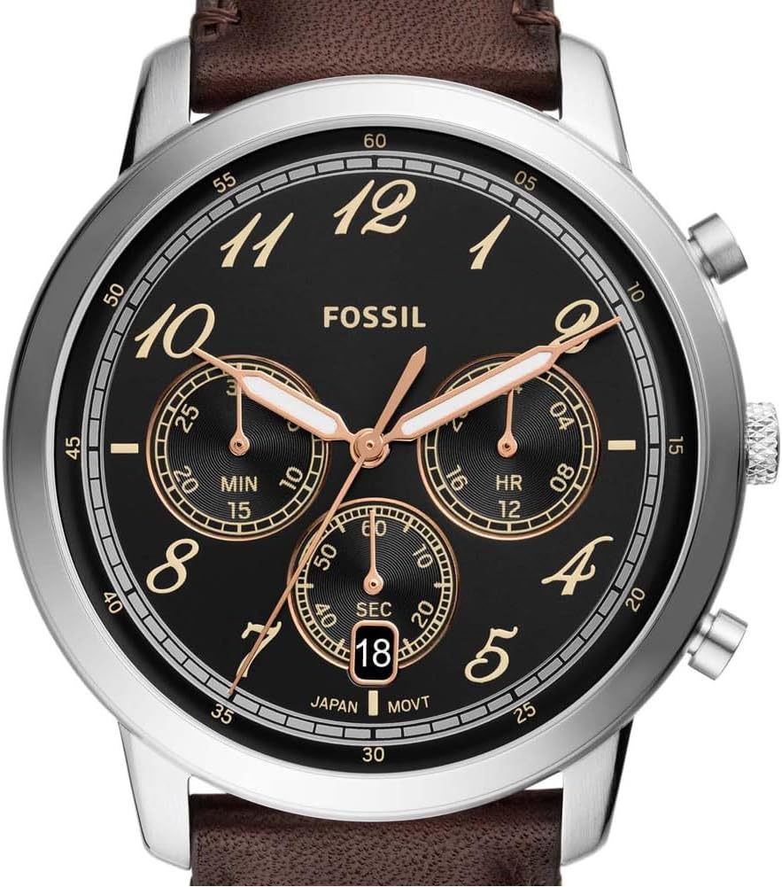 Fossil Reloj Neutra para Hombre, Movimiento cronógrafo de Cuarzo con Correa de Piel