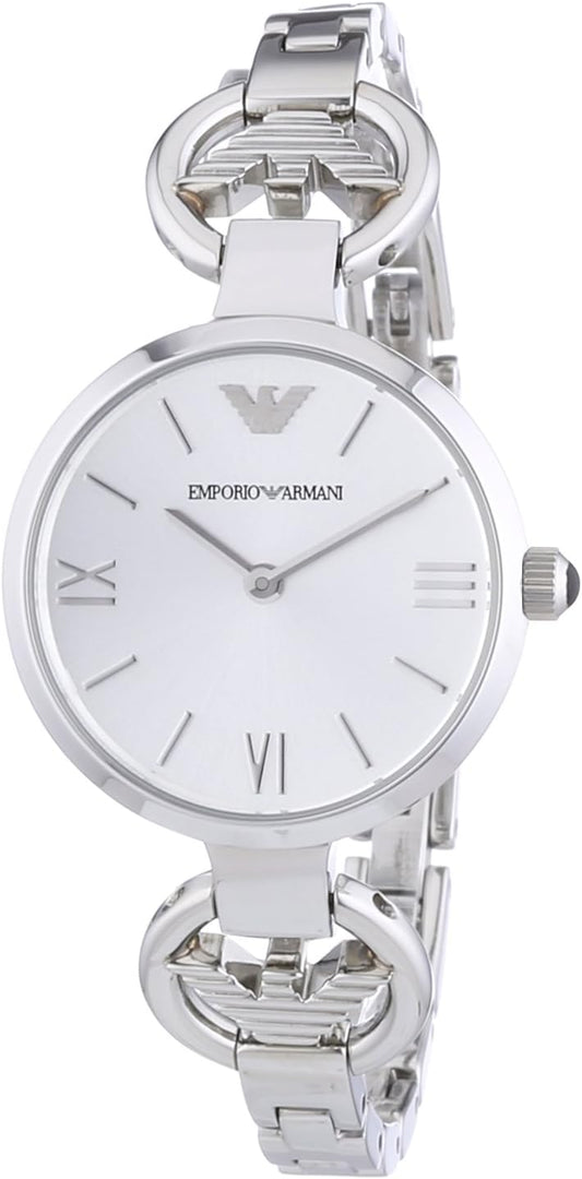 Emporio Armani AR1772 - Reloj de Cuarzo para Mujer, con Correa de Acero Inoxidable, Color Plateado