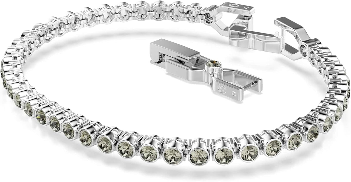 Swarovski Pulsera Tennis Imber Emily, Talla redonda, Negra, Baño de rodio