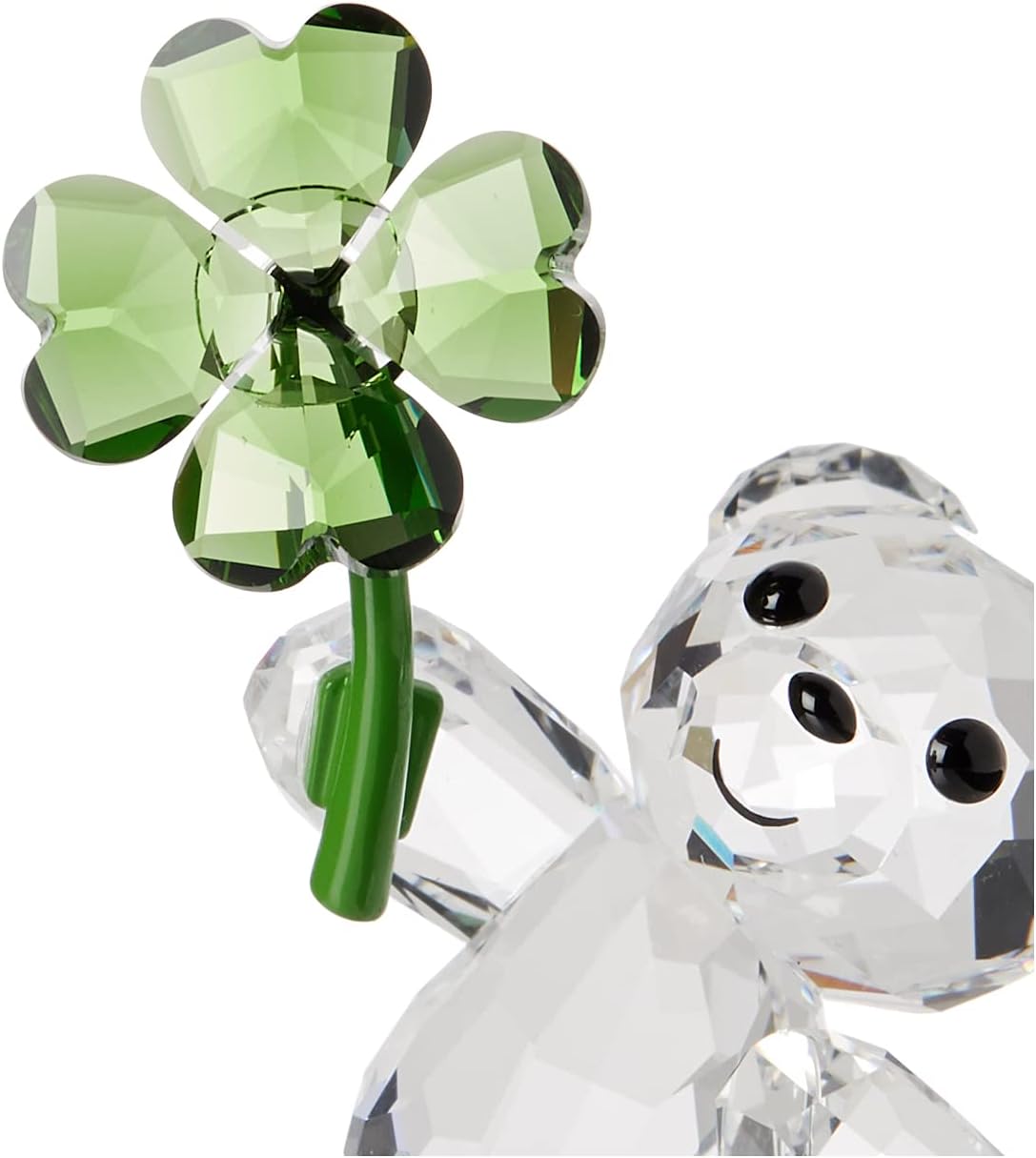 SWAROVSKI Kris Bears - Figura de Amuleto de la Suerte, Cristal Transparente con un Acento de trébol Verde de Cuatro Hojas, Parte de la colección Kris Bears