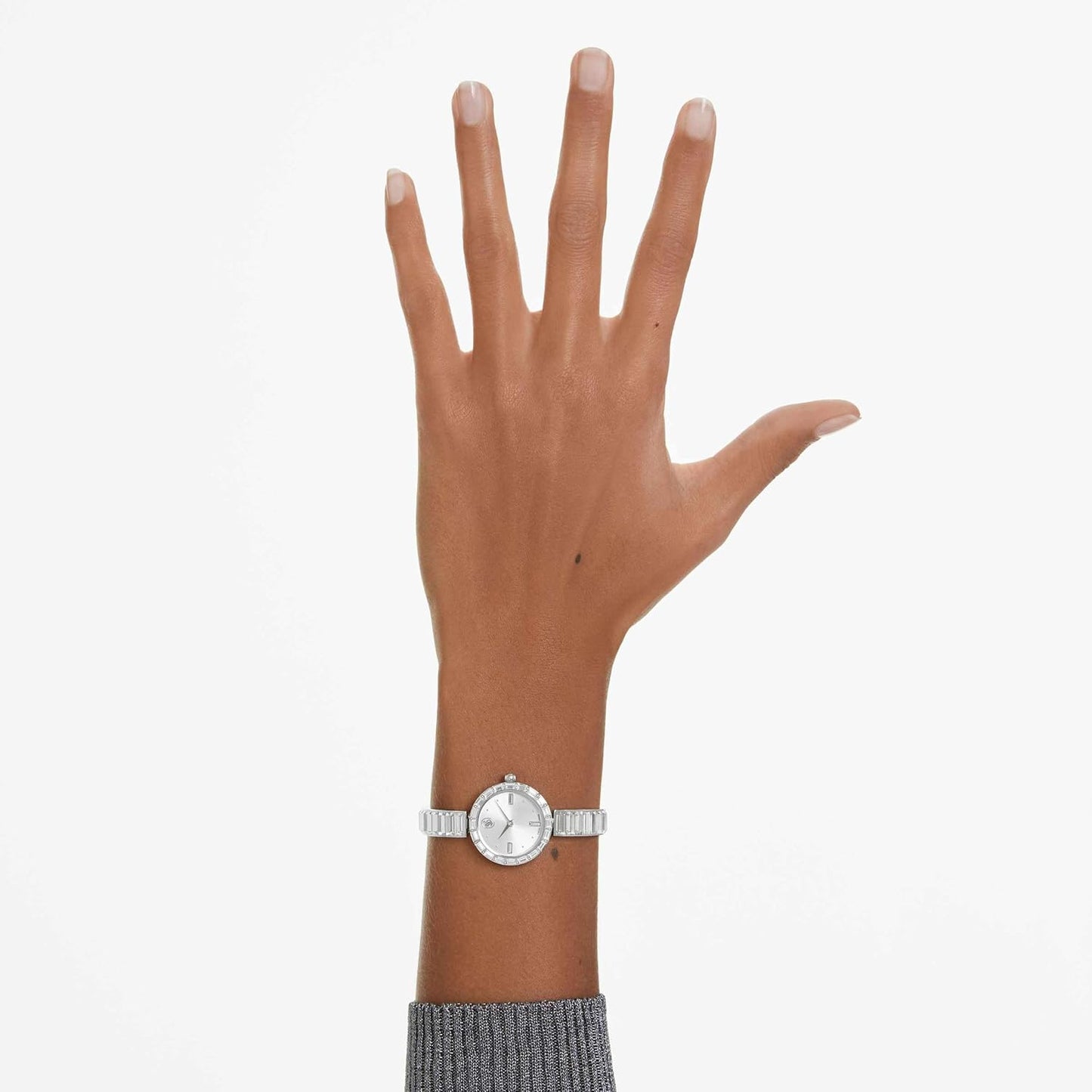 Swarovski Matrix - Reloj de pulsera con pulsera hecho en Suiza, pulsera de vidrio, gris, acabado en tono oro rosa, Gris, Gris, Armband