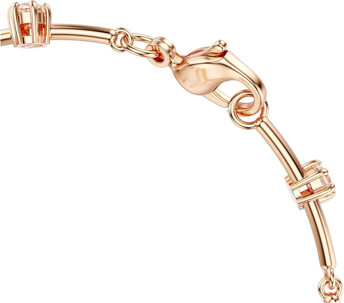 Swarovski Pulsera Tennis Constella Crystal Pearl, Tallas redondas, Blanca, Baño tono oro rosa