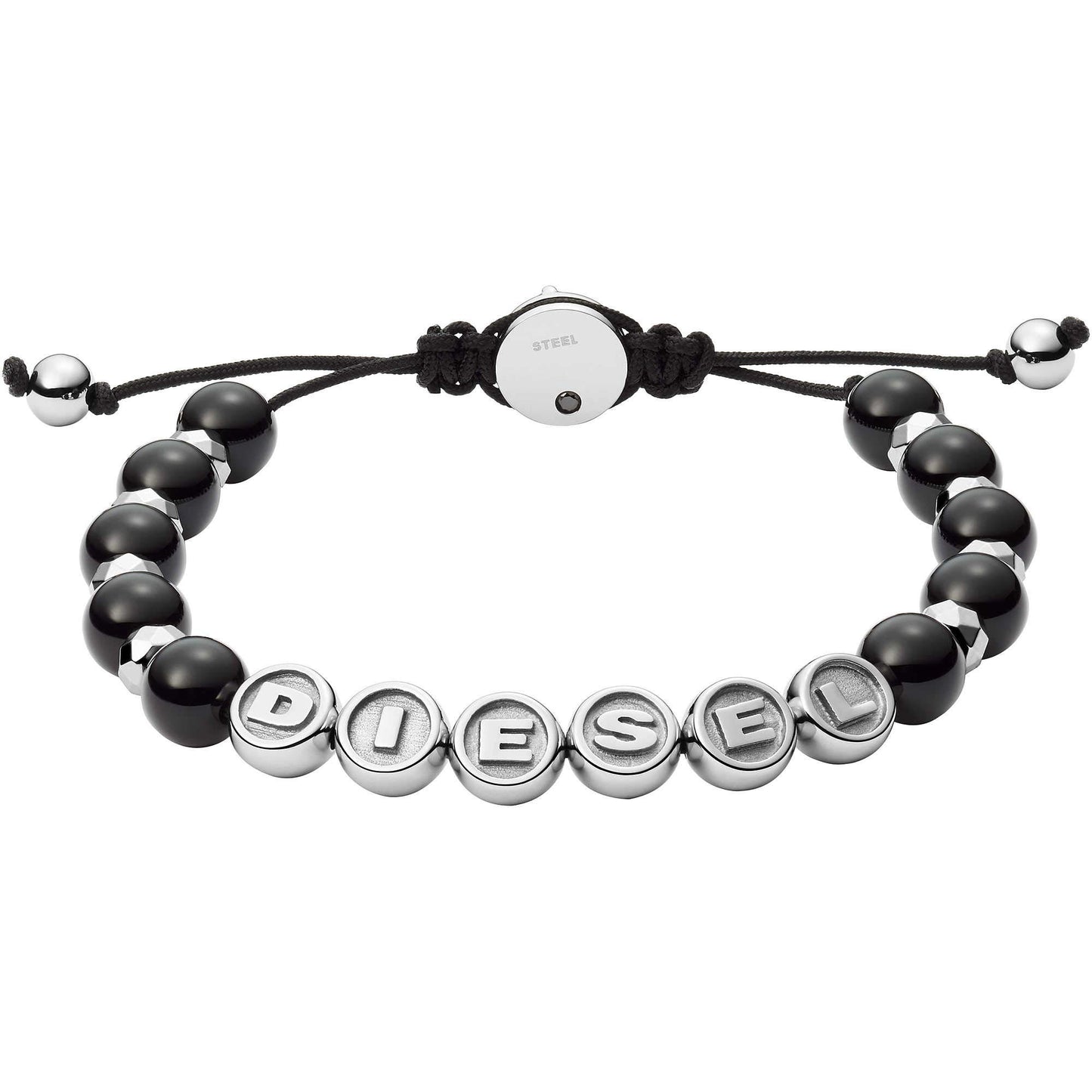 Diesel Pulsera de hombre de cuentas semipreciosas con cierre deslizante