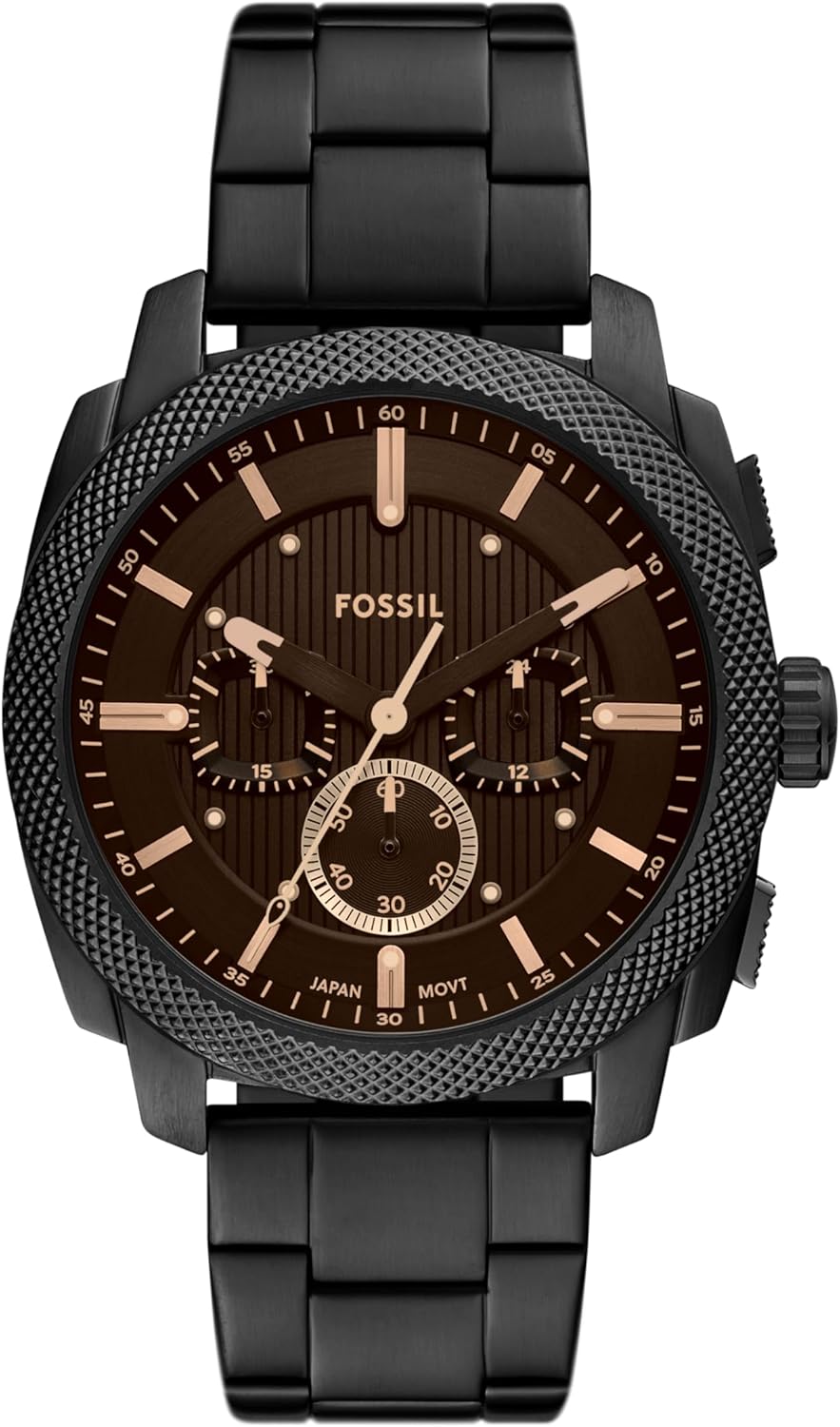 Fossil Relógio cronógrafo de aço inoxidável para homem, preto (Black Bracelet), 44 mm