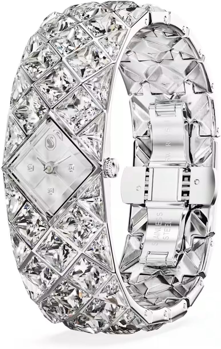 Swarovski Reloj Curiosa Bangle 572 Pulsera de Cristal, Tono Plateado, Acero Inoxidable