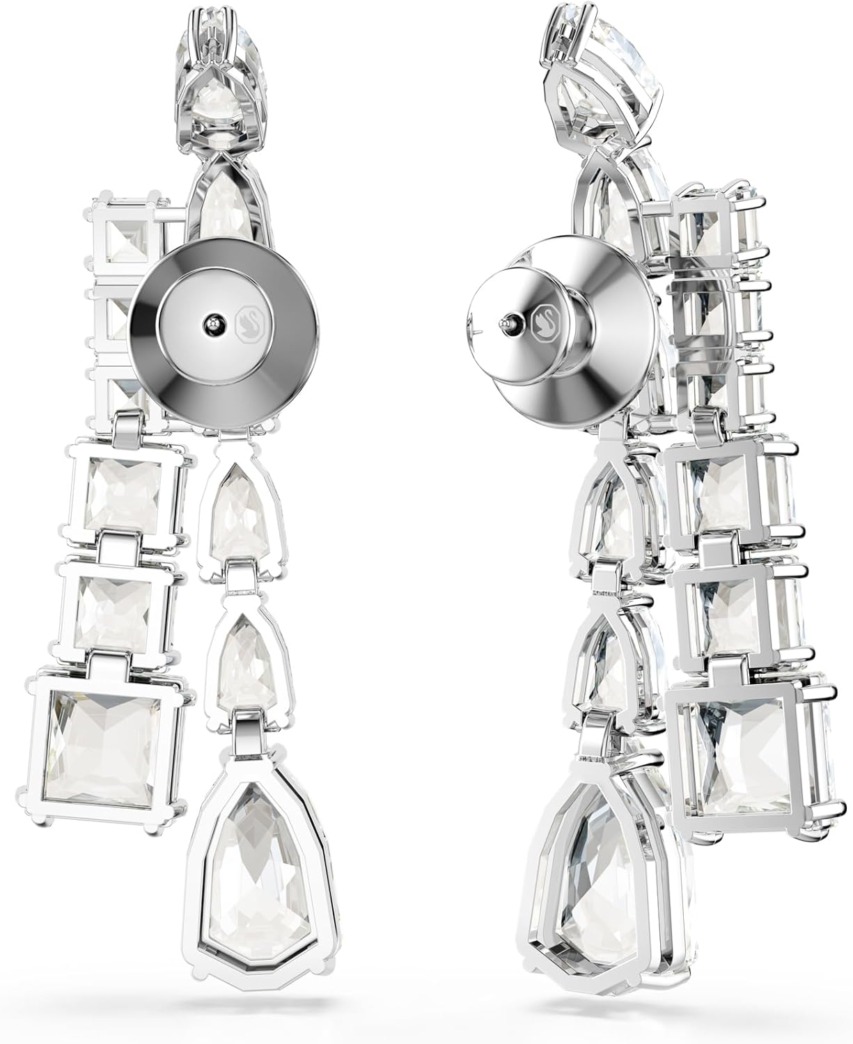 Swarovski Pendientes Matrix, Tallas mixtas, Blancos, Baño de rodio