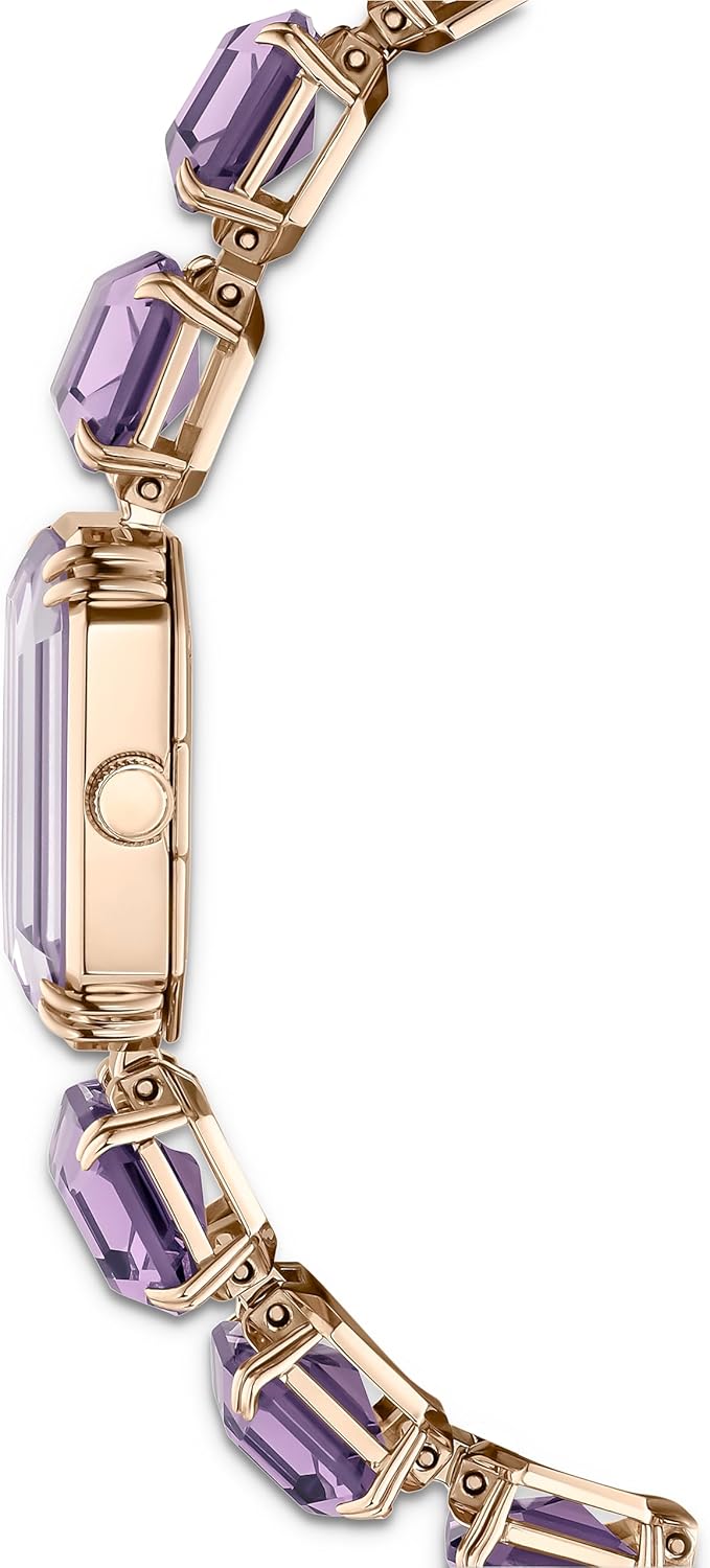 Swarovski Reloj, Pulsera de Talla Octogonal, Morado, Acabado Tono Oro champán
