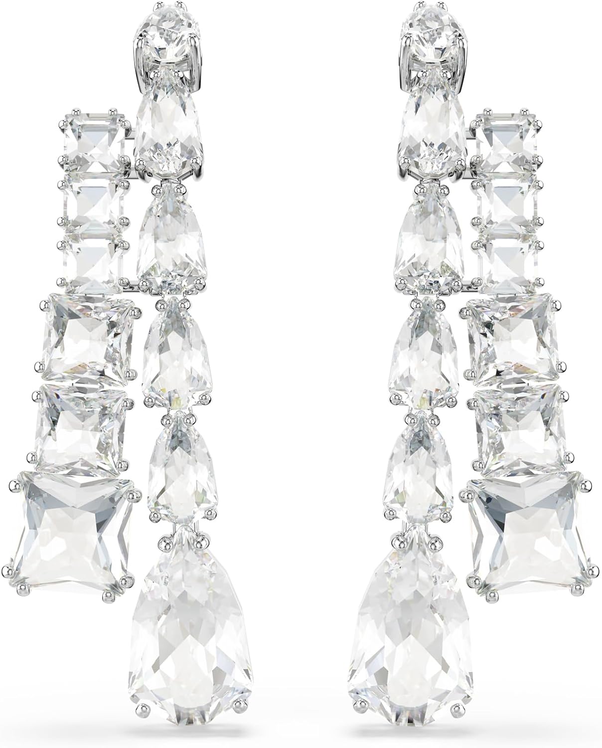 Swarovski Pendientes Matrix, Tallas mixtas, Blancos, Baño de rodio
