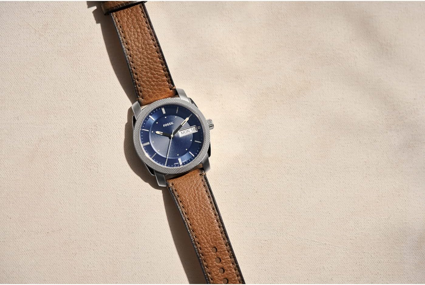 Fossil Reloj Machine para Hombre, Movimiento Fecha Cuarzo Tres Agujas con Correa de Piel o Acero