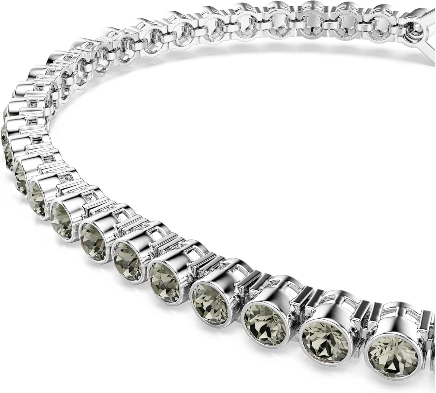 Swarovski Pulsera Tennis Imber Emily, Talla redonda, Negra, Baño de rodio