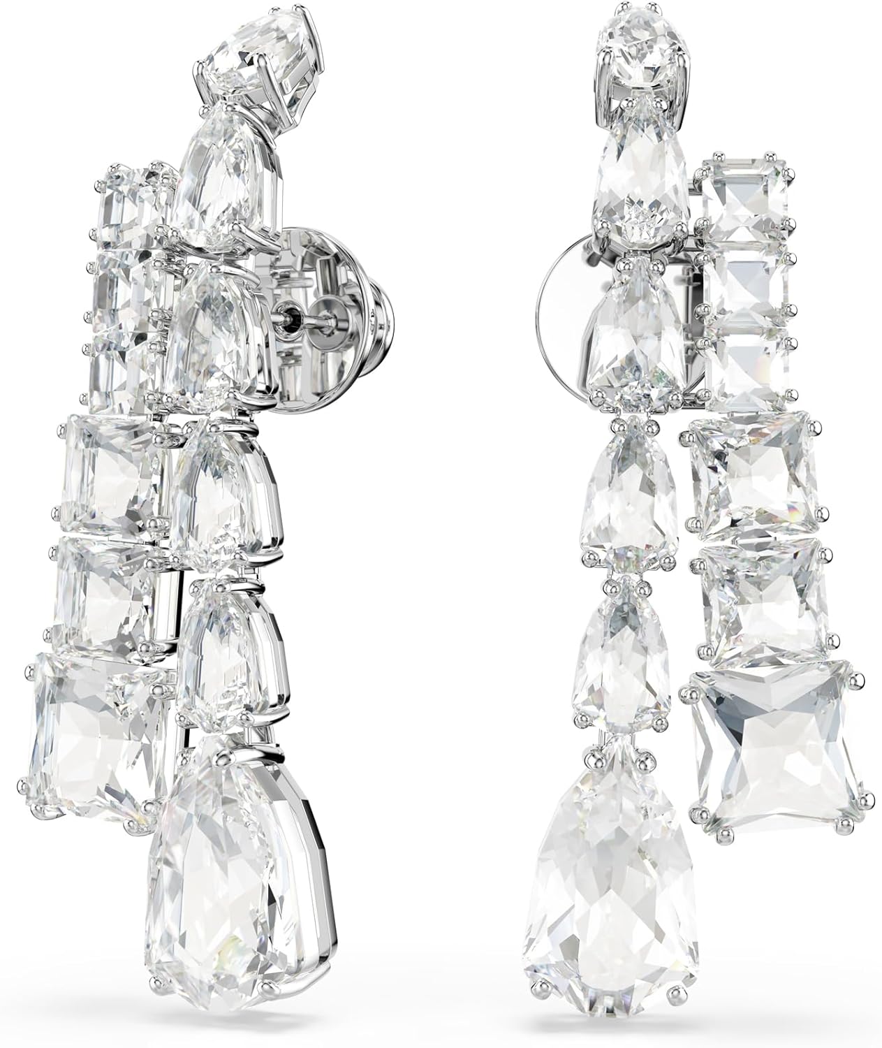 Swarovski Pendientes Matrix, Tallas mixtas, Blancos, Baño de rodio