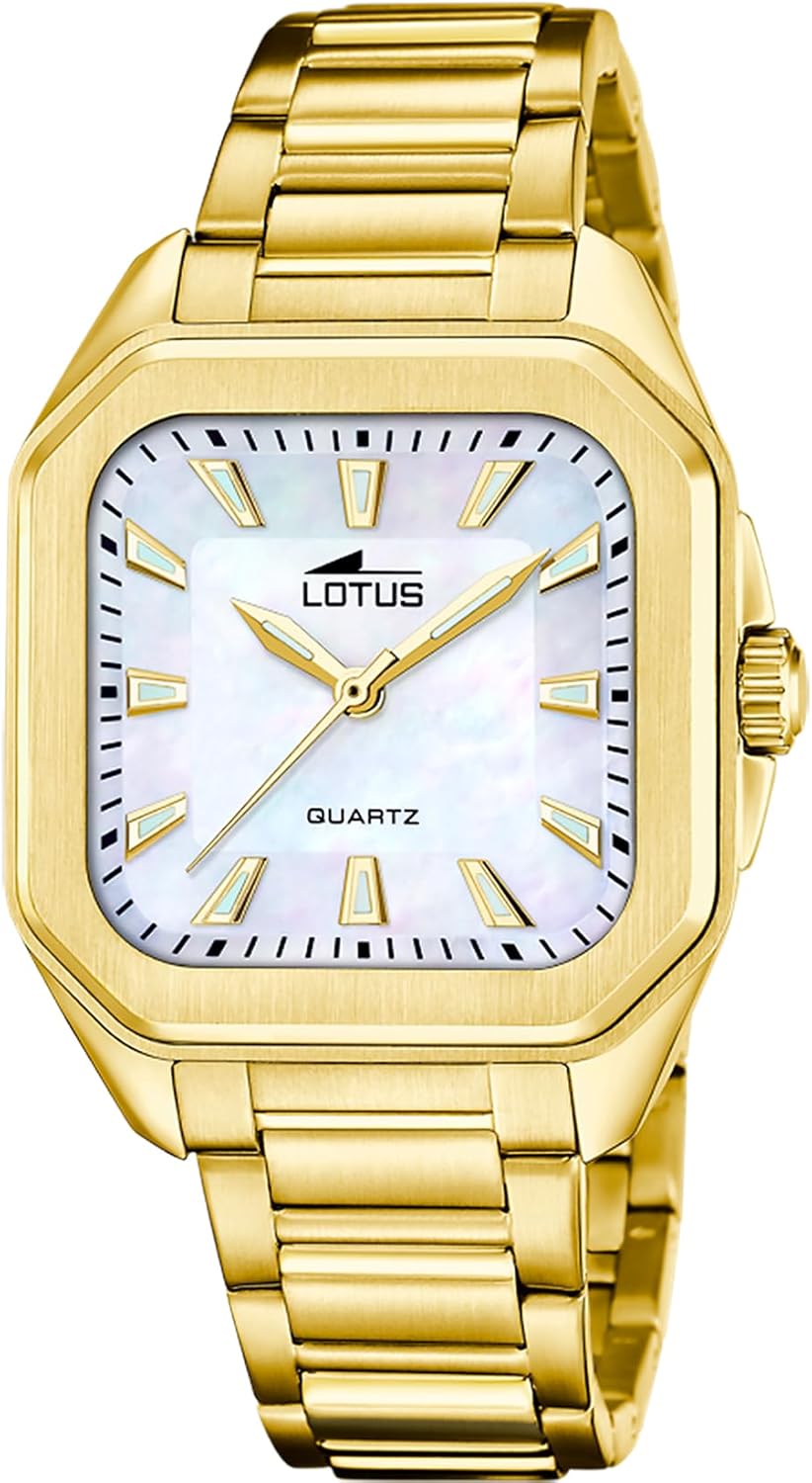 Lotus Reloj Mujer 18970/2 Square Series Caja de Acero Inoxidable 316l Dorado Correa de Acero Inoxidable 316l Dorado