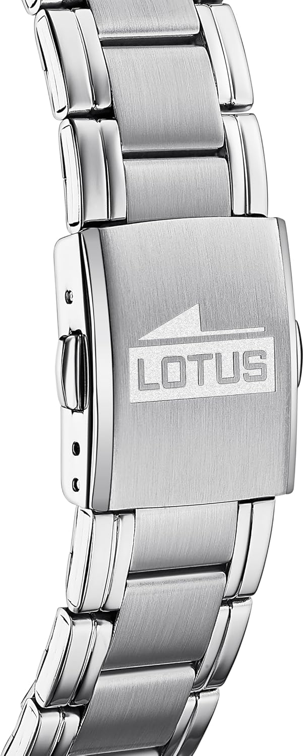 LOTUS Reloj Hombre Multifuncion Caja de Acero Inoxidable Plateado Correa de Acero Inoxidable